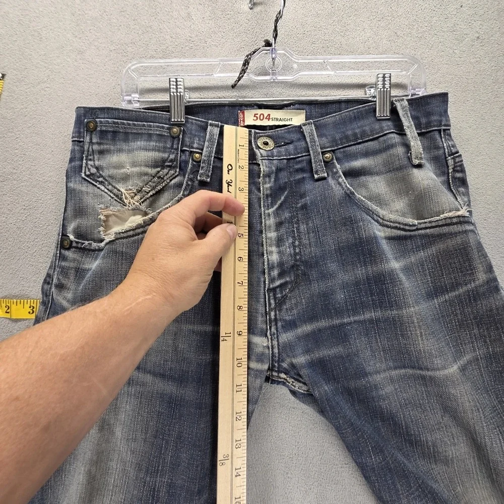 Vintage Levis Engineered Jeans Mens 33x32 Blue 504 Loose Whiskers Honeycomb